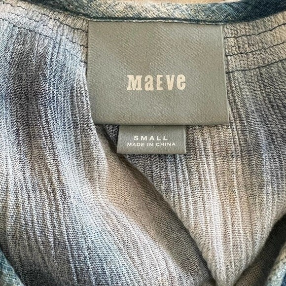 Anthropologie Maeve Blue Cavalon Plaid Peplum Boho Peasant Top Size S - Picture 4 of 15